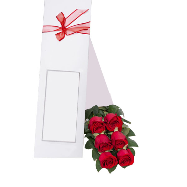 ..Caja de 6 Rosas Rojas Ecuatorianas 